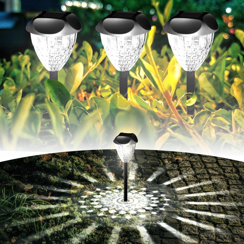 Ensenior 8-Pack Solar Lights Outdoor, Auto ON/Off 6500K LED Solar