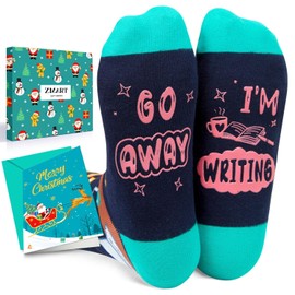 Cool Gifts for Writers Authors - Funny Writing Socks for Men Women, Stocking Stuffers for Writers With Greeting Card