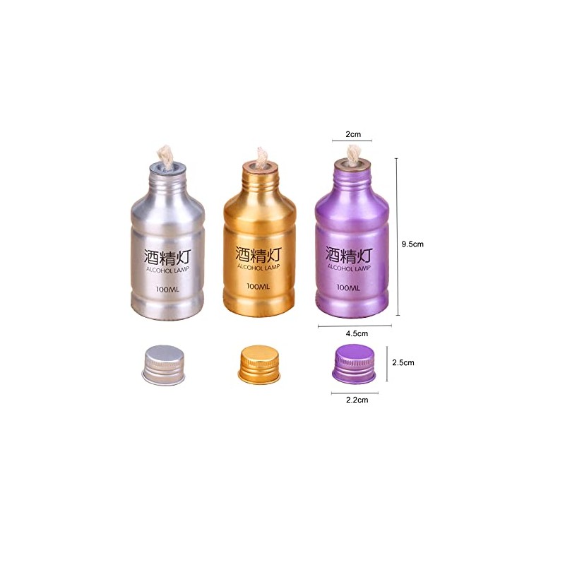 2 Packs Portable Alcohol Burner Lamp Case 100ml Aluminum Alloy