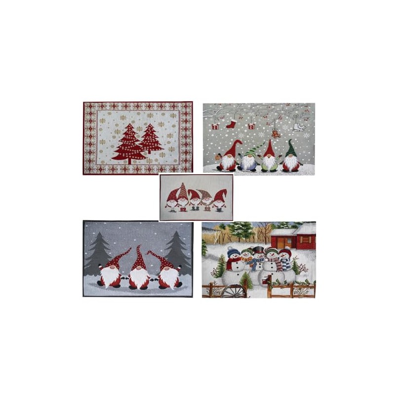 Set of 2 Place Mats Table Runner Tapestry Winter Christmas