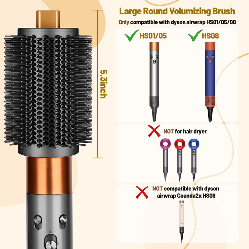 ZEPHBLOW Cepillo Redondo Voluminizador Grande Mejorado para Dyson Airwrap, cepillo