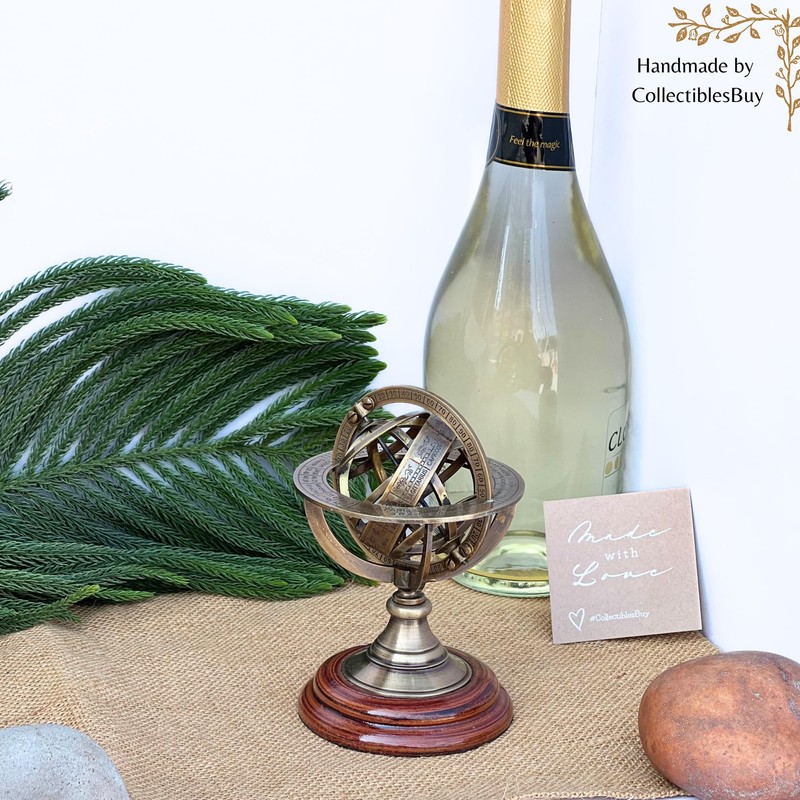 collectiblesBuy Handmade Brass Armillary Sphere Globe Clock Spherical Astrolabe Vintage