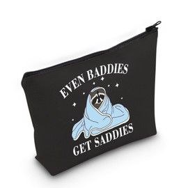 JXGZSO Mental Health Matters Merch Funny Raccoon Meme Even Baddies Get Saddies Makeup Bag ADHD Gift Therapist Gift Raccoon Gift (Even Baddies Bag CA)