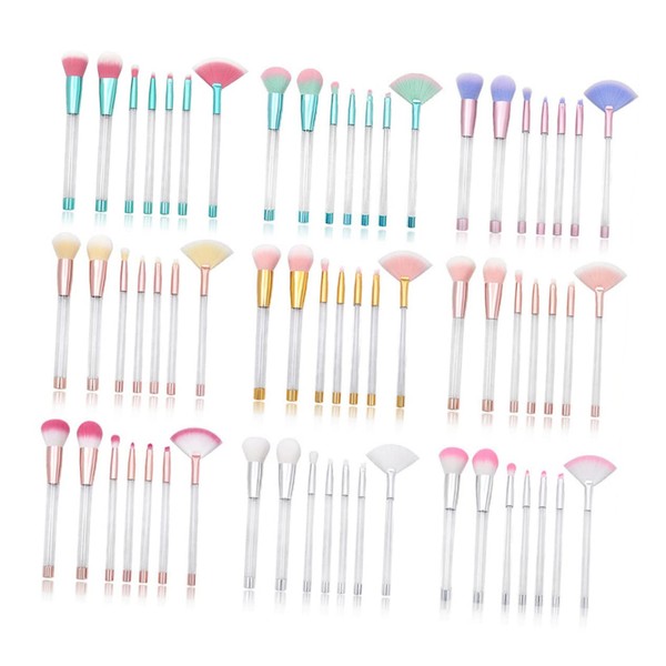 Mikinona 7pcs Crystal Makeup Brush Set DIY Empty Handle Brush