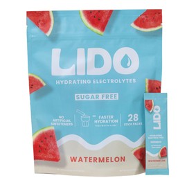LIDO Watermelon Electrolyte Powder Packets — Clean, Zero-Sugar Hydration Drink Mix with Balanced Sodium for Fast Replenishment — Vegan, Paleo & Fasting Friendly — 28 Sticks