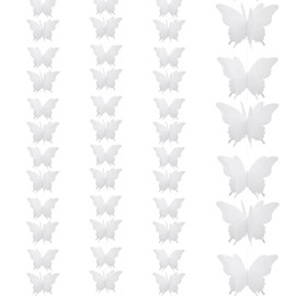 Yosawo 4 Pcs 3D Butterfly Banner Paper Garland Butterfly Hanging Garland Party Decoration Butterfly Streamers for Birthday Baby Shower Wedding Theme Decor(K/ZHD/White)