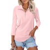 TICTICMISS Women's 3/4 Length Sleeve Tops Collared V Neck T
