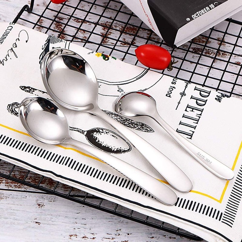 SHULI Soup Spoons for Kids, Stainless Steel Bouillion, Classic Spoons,