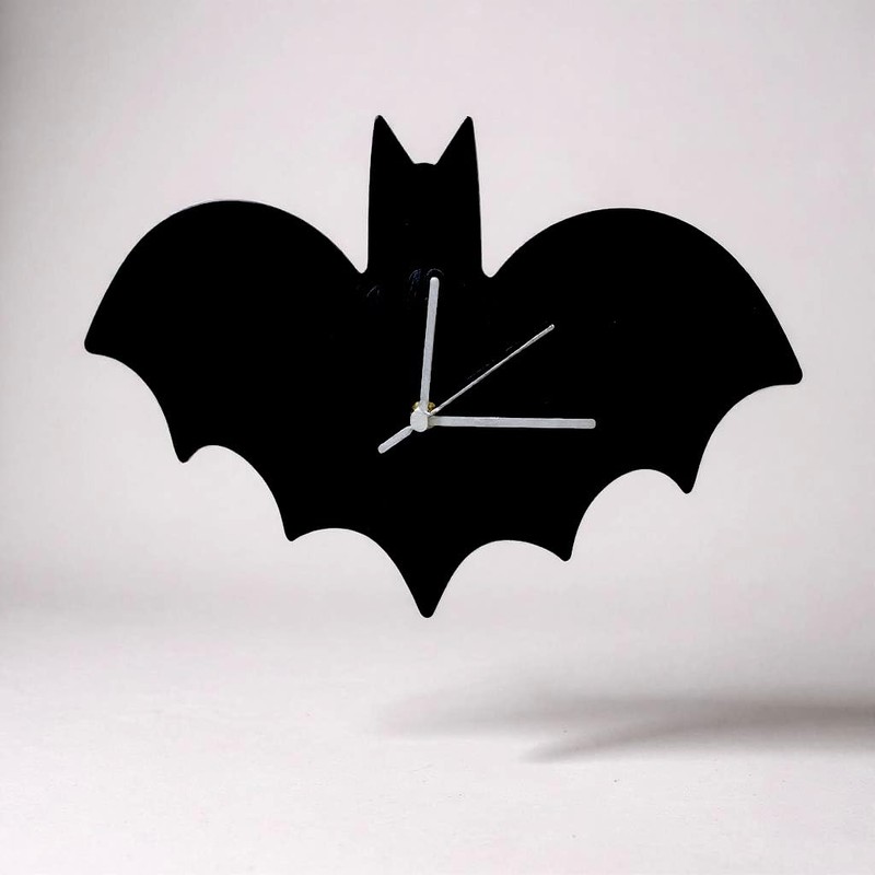 Super Cool Creations Black Bat Shaped Acrylic Wall Art Clock