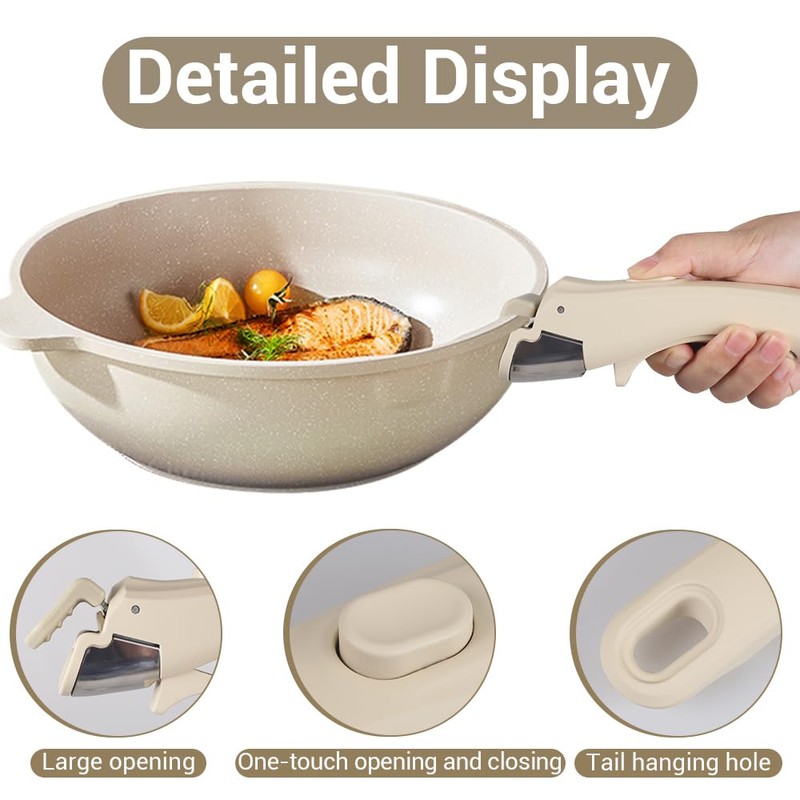 Removable Pan Handle,Detachable Removable Cookware Handle Replacement Anti-Scald,for All Cookware