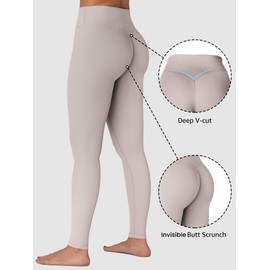 Sunzel Sunzfly Invisible Butt Scrunch Workout Leggings for Women, Butt Lifting High Waisted Gym Yoga Pants with Tummy Control 28" Beige Large