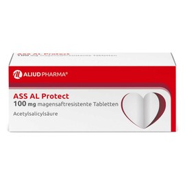 ASS AL Protect 100 mg Gastric Juice-Resistant Tablets for Antiplatelet Aggregation, Pack of 50 Tablets
