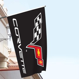 LCFHOME Flag For Corvette Racing Chevy (3x5ft/90x150cm,150D Poly HD Printing) HD Printing Two Brass Grommets for Garage