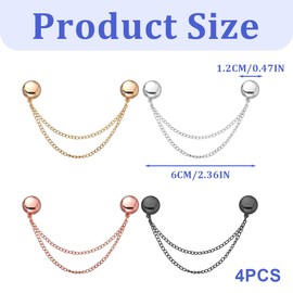 NOPKESV Pack of 4 Multifunctional Magnetic Clothing Clips, Hijab Magnets with Chain, Super Magnetic, Firm and Non-Falling, Suitable for Clothes, Scarves (2 Colours)