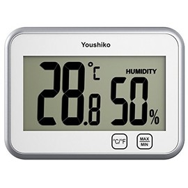 Youshiko Large Digital Thermo-Hygrometer, Indoor Weather Thermometer Hygrometer Gauge , Monitor Temperature and Humidity Meter for Home Office , Min / Max Records , With touch Buttons