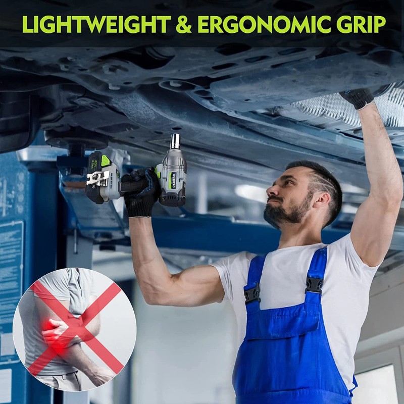 WORKPRO 1/2'' Cordless Impact Wrench Brushless 20V 1 Hour Fast