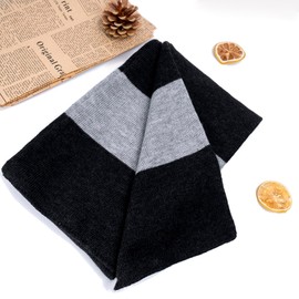 Xnetsby Fashion Long Shawl Winter Thick Warm Wrap Scarf Polyester Fiber Soft Black Gray Stripes for Adult Women Men Unisex