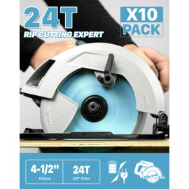KEENTECH 4-1/2 Inch Circular Saw Blade 24T by 3/8" Bore Fast Cutting for Plywood, MDF, OSB, Longer Service Life, 10-Pack