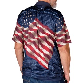 Men's Performance American Flag Polo Shirt | Pull-On Closure American Flag Golf Shirt | USA 4th of July Golf Shirts for Men in 4X-Large