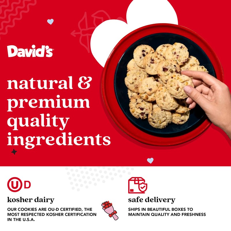 David's Cookies Cranberry Pistachio Biscuits Sweet Sampler in Love Tin