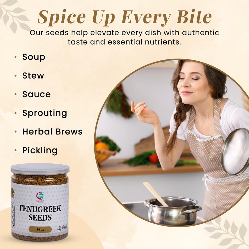 Fenugreek Seeds 14oz, 100% Pure & Natural Methi Seeds, Premium