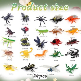 24 Pcs Bugs Toy for Kid, Insects Toys Kit, Mini Beasts for Kids, Plastic Bugs and Insects for Children, Plastic Insects for Kids Party Favors, Educational Bugs Toys for Christmas, and Learning Fun