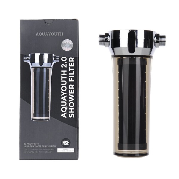 AQUAYOUTH 2.0 Carbon Shower Head Filter System | Removes Chlorine, Heavy Metals, And More | Great For Dry Skin/ Hair, And More | NSF Certified