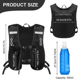 Running Vest for Men and Women, Breathable & Reflective Hydration Backpack, Hydration Vest Running with 500 ml Water Bottle, Adjustable Hydration Backpack for Runs, Cycling, Trails, Marathons