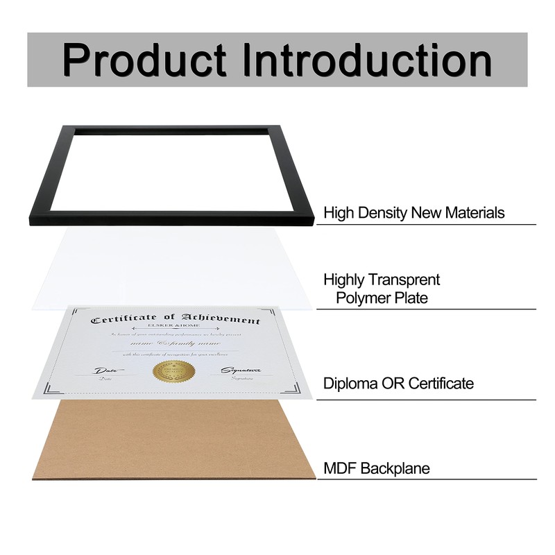 ELSKER&HOME 8.5x11 Certificate Frame - Classic Black Color Frame -
