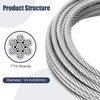 Thickened 1/4 Stainless Steel Cable, 25ft Wire Rope, 7X19 Strands