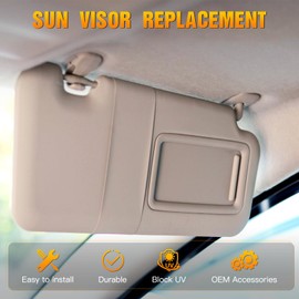 Left Driver Side Sun Visor Without Sunroof Fit for 2005 2006 2007 2008 2009 2010 2011 2012 2013 2014 for Toyota Tacoma Gray Sunvisor Replace 74320-35C10-B0,74320-04181-B1, 74320-35B50-B0