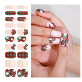 Semi Cured Gel Nail Strips Green 20 PCS Gel Nail Stickers Required UV Nail Lamps Light Gel Nail Wraps Salon-Quality Long Lasting Easy to Use for Home Nails DIY