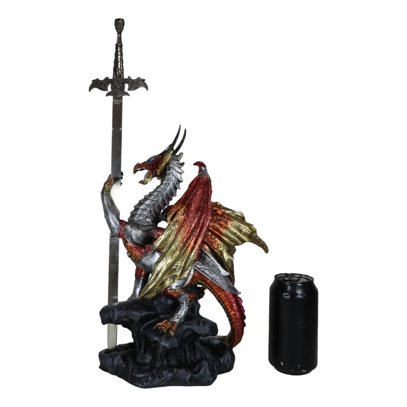 Red King's Knight Armored Dragon With Gothic Skull Sword Letter
