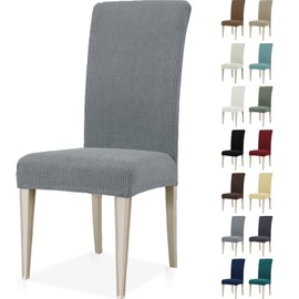 Ystyle Stretch Chair Covers, Set of 4, Chair Covers, Elastic, Removable, Washable, Universal Covers for Chairs, Chair Covers for Hotel, Banquet, Kitchen, Restaurant, Wedding Party, Light Grey