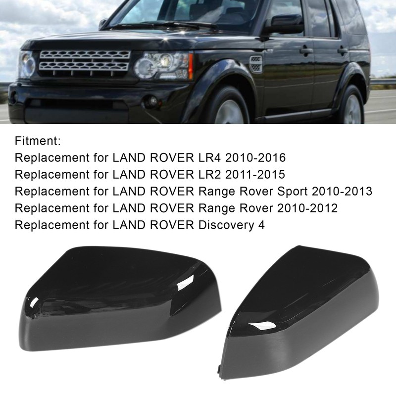 2PCS Door Mirror Cover LR019962 Glossy Black Replacement for LAND