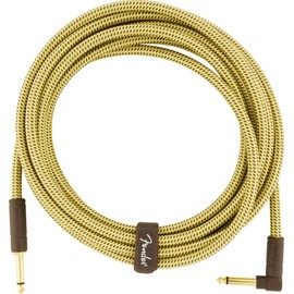 Fender Fender Deluxe Series Instrument Cable, Guitar Cable, Guitar Accessories, Straight/Angle, Tweed, 15ft