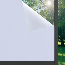 FEILAYS White Thickened Total Blackout Window Film Frosted Glass Static Cling UV Sun Blocking Heat Control Window Tint Day and Night Insulation Home Bathroom Door Decorative Cover Opaque 23.6"x157"