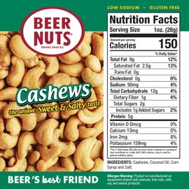 BEER NUTS Cashews | 12 oz. Can - Sweet and Salty
