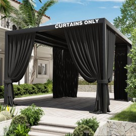 Kimunuk Gazebo Universal Replacement Privacy Curtain,12'×14' Gazebo Outdoor Waterproof Curtains, 4-Panels Sidewall Curtains with Double Zipper for Patio Canopy, Garden and Backyard (Curtain Only)