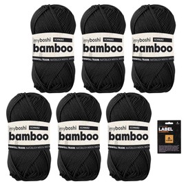 myboshi Bamboo Super Soft Bamboo Cotton Yarn Crochet Knitting Heavy Duty Clothing Amigurumi 60% Viscose 40% Cotton Black 6 Balls