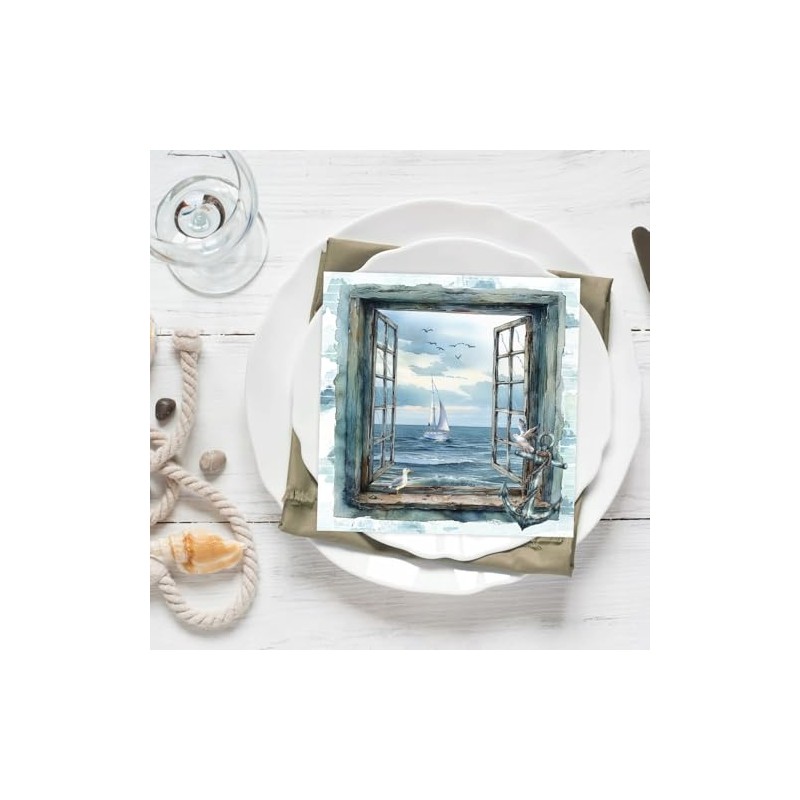 Anniversary House Tiflair Nautical Sea View Design Luxury Napkins 3ply