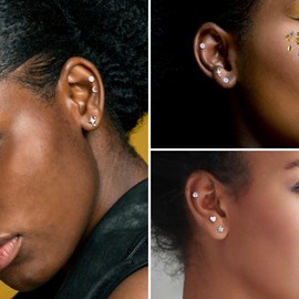 ALEXCRAFT Stud Earrings 925 Silver Earrings Set for Women Men Hypoallergenic Sleeper Stud Set, Sterling Silver