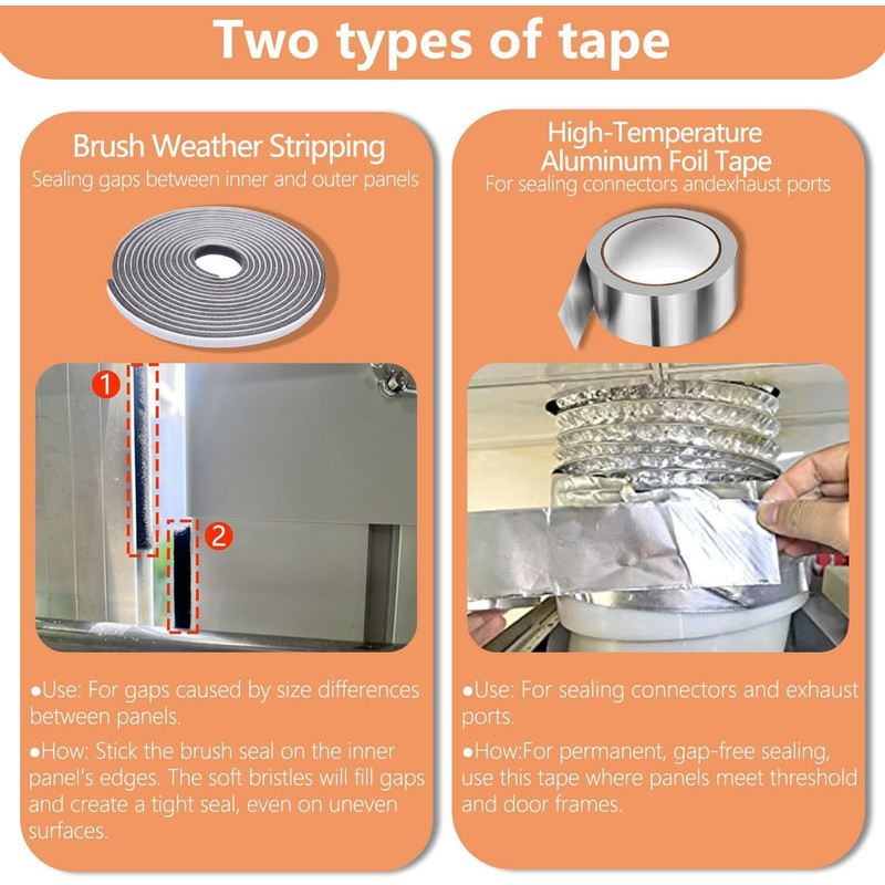 95"Sliding Door AC Vent Kit with Φ 5.1"Extendable Hose Screen
