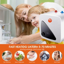 FVSTR Electric Hot Water Heater 120V Small Compact Tank Storage,Rv Tr 2.16 Gallon Trailer 1.5KW Kitchen Instant Under Sink Counter,1 PCs 16” Long 1/2”FIP Stainless Steel Water Hose