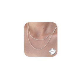 Diorra 2Pcs Silver Chain 925 Sterling Silver Necklace for Women Dainty Layered Curb Snake Figaro Chain Hypoallergenic Necklaces Jewellery Birthday Gifts for Women