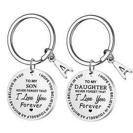To My Son Daughter Inspirational Gift Keychain From Dad Mom Never Forget That I Love You Forever Key Ring (K, To My Daughter)