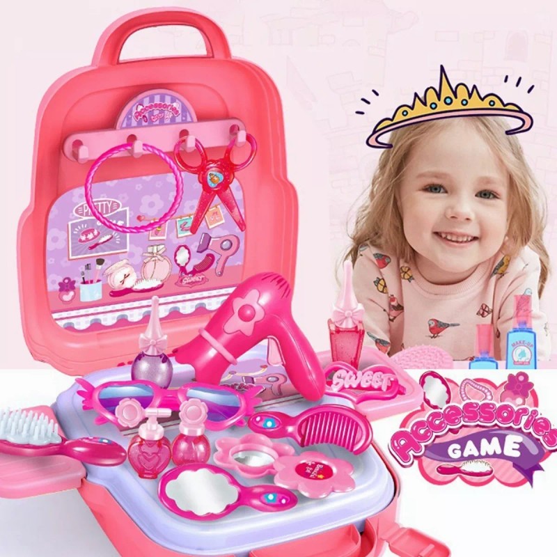 Ugaaiya Mochila Niña Maquillaje Juguete 21 Piezas Fingir Juguete