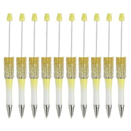 PATIKIL Diamond Beadable Pens, 10 Pcs Gradient Plastic Black Ink Bead Pen Creative DIY Ballpoint Pens for Teacher Office DIY Crafts Party Decorations Handmade Supplies, Yellow/White