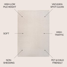 JONATHAN Y SCN101A-9SQ Odense High-Low Minimalist Angle Geometric Ivory/Cream 9' Square Indoor/Outdoor Area Rug, Pet Friendly, Non-Shedding, Stain Resistant, Easy-Cleaning for Backyard, Patio, Porch