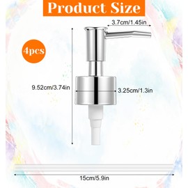 Pack of 4 Soap Dispenser Pump Head, Soap Dispenser Replacement Pump for 29 mm Thread Bottles, Brushed Polyvinyl Chloride, Shower Gel & Liquid Soap Dispenser